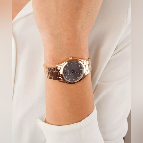 ***BRAND NEW*** Bulova Women's Quartz Diamond Accent Rose Gold-Tone Watch - Picture 12 of 14